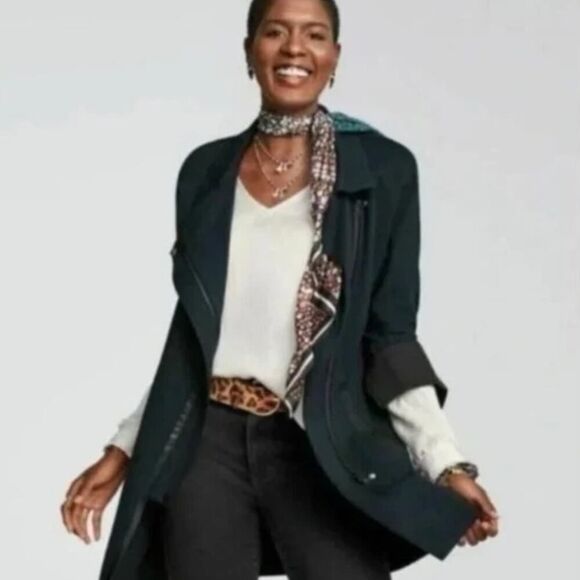 CABI Renaissance Emerald Green Longline Blazer Assymetrical Career Jacket - Picture 4 of 16